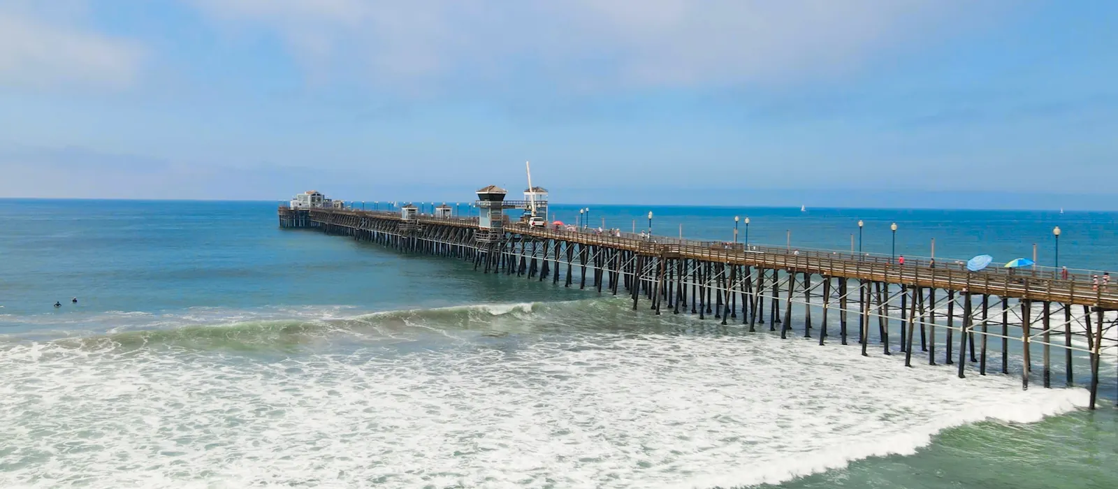 The Oceanside pier reaching into the Pacific surf