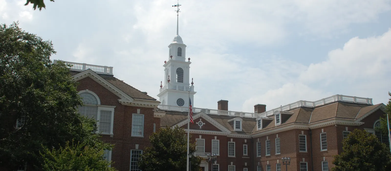 Delaware Legislative Hall and its white cupola in Dover
