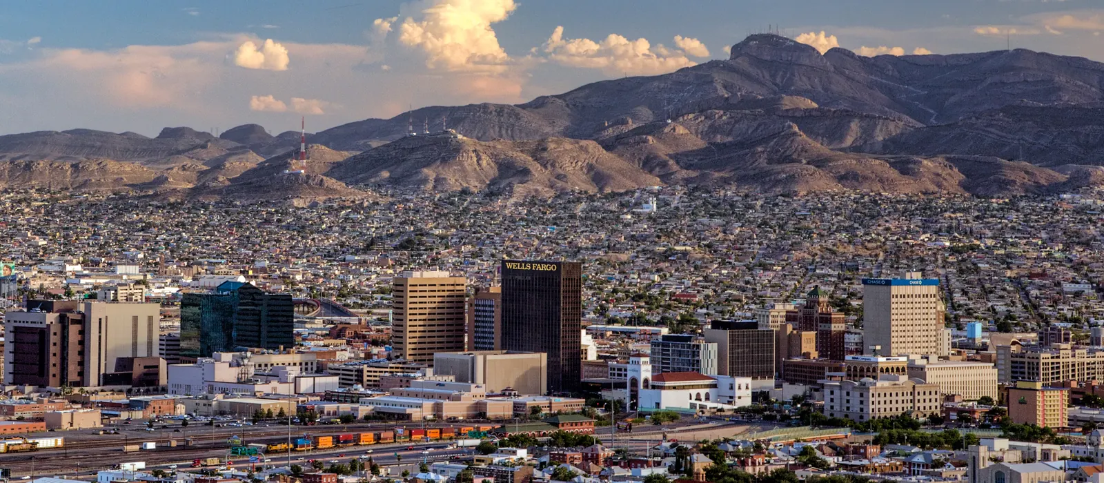 El Paso and the Franklin Mountains at golden hour