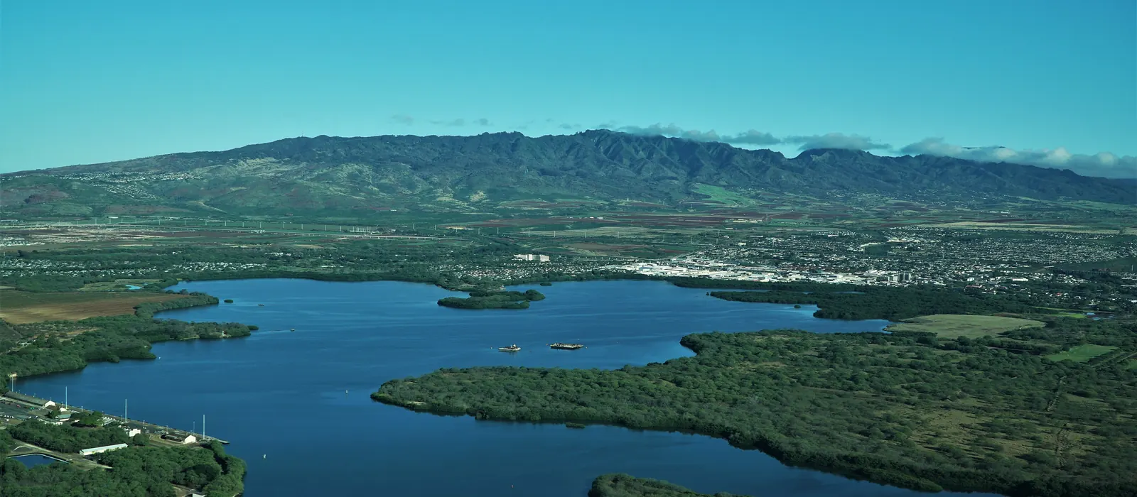 Pearl Harbor West Loch and the Waianae Range