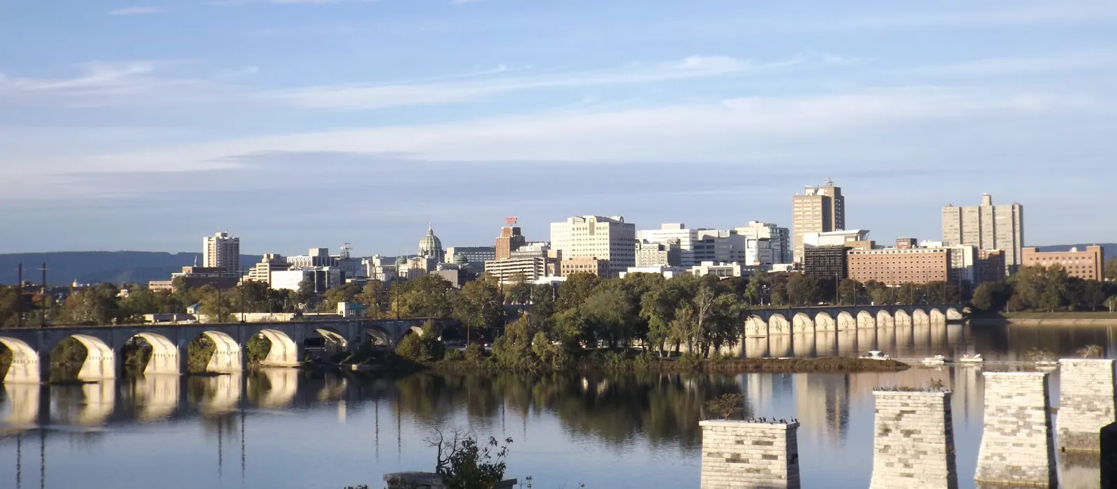 Harrisburg skyline across the Susquehanna River