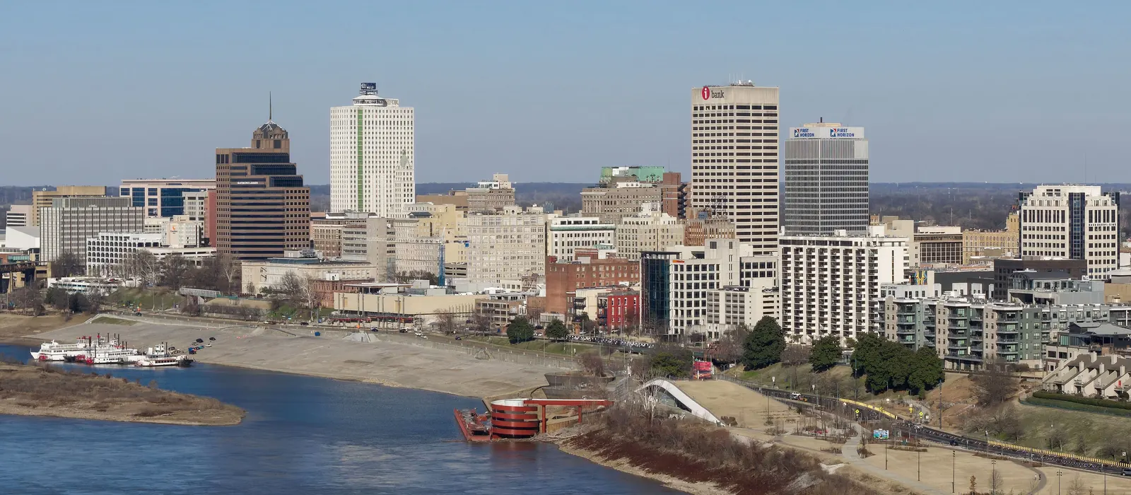 The Memphis riverfront on the Mississippi River