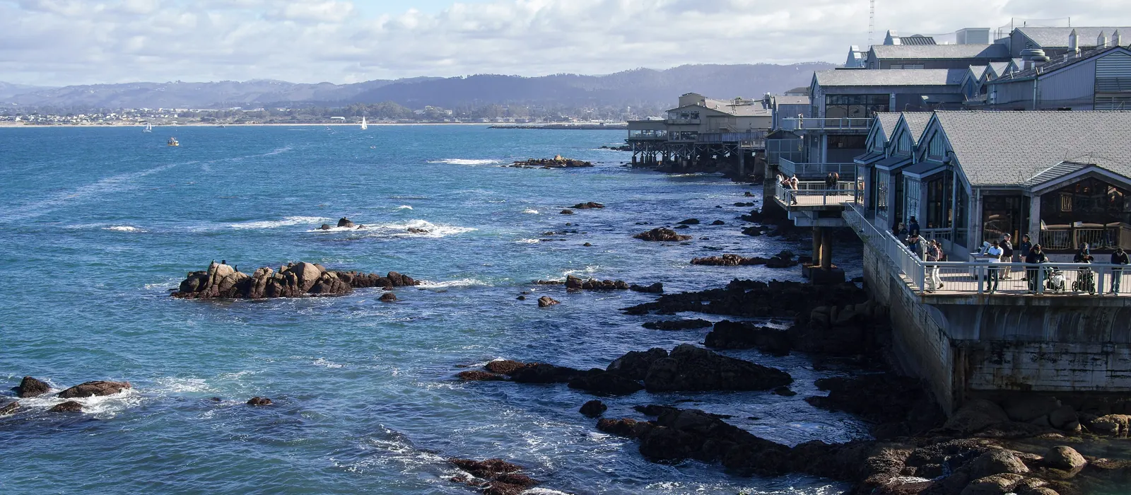Rocky Monterey coast along the bay near Cannery Row